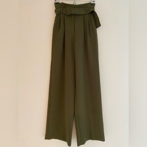 Aritzia Wilfred Delacour Pants Olive Green | Size 0 | High Waisted Wide Leg